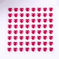 Deep pink heart-shaped acrylic gemstone stickers in 8x8 grid for DIY crafts and decor - 6mm / Rose Red