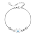Bracciale a catena serpente in acciaio inossidabile argento con ciondolo occhio blu - Color Acciaio