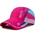 Quick-dry breathable outdoor baseball cap for sun protection in rose red and blue - Adjustable / Rose Red