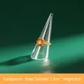 Transparent plastic cone ring stand with a gold gemstone ring, 2.5cm base by 6cm height - Clear
