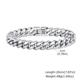 Detail of silver stainless steel Cuban link bracelet with size and weight dimensions - Silver Stainless Steel Cuban Bracelet