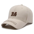Beige canvas baseball cap with 3D Re embroidery and Reversion brim text detail - Adjustable / Beige