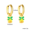 Kerst gouden bel oorringen met groene strik hangers, maat 2x10mm, gewicht 2,2 gram - Gouden Kerstbel Stijl (EA5A990MG)