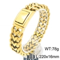Bracciale da uomo in acciaio inossidabile dorato con maglie intrecciate lungo 220mm - Bracciale / Oro (KB188232-KJX)