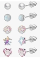Set of 5 pairs of stainless steel star and heart studs with screw backs for women - Bullet Head 5 Pairs Set