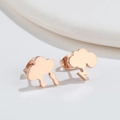 Asymmetric 18K rose gold cloud stud earrings with raindrop and lightning weather charms - 532 Cloud Lightning Rain - Rose Gold