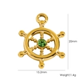 Golden helm pendant dimensions 20mm height with green gemstone and weight 1.4g - Gold With Green Zirconia (YTP2412078-2)
