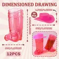 Pink cowboy boot shot glasses set with mini hats for Western themed party decor - 12 Pink Cups & 20 Pink Hats Set