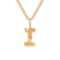 Golden stainless steel necklace featuring a letter I pendant with sunburst texture - Letter I / Gold