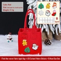 Sac cadeau de Noël en feutre rouge avec autocollants 3D et décorations - Sac Cadeau de Noël en Feutre DIY Rouge B