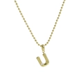 18k gold plated ball chain necklace with letter U pendant and a single white pearl accent - Letter U