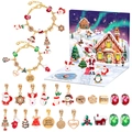 Christmas countdown calendar set with 2 golden bracelets and 24 festive charms for kids - M-25 Classic