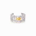 Anillo ajustable de plata de ley S925 con diseño de peces en color oro y plata - Talla US 7 Abierto (Ajustable) / Estilo de Tres Filas