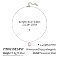 Tableau des tailles du collier en acier inoxydable avec détails du pendentif et chaîne - Style Blanc Argenté (YYN025012-PW) / Argenté