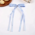 Barrette à cheveux élégante avec nœud en satin bleu clair et longs rubans - Bleu Ciel