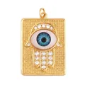 Goldener Hamsa Hand und Evil Eye Anhänger mit funkelnden Zirkonia-Einlagen - Blauer Hamsa-Hand-Anhänger