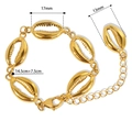 Bracelet doré avec breloque conque, chaîne réglable et fermoir mousqueton - 14.5cm+7.5cm / Bracelet Or