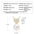 S925 silver heart necklace with 8-9mm natural freshwater pearl and moissanite - Heart / K Yellow Gold
