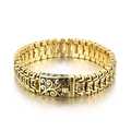 Pulsera de cadena ancha para hombre de acero inoxidable dorado con motivos florales - 19cm / Dorado