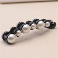 Elegant black banana hair clip with white gradient pearls and sparkling rhinestones - Black Clip White Pearl Banana Clip