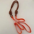 Brown and orange nylon ballchain shopping bag lanyard with multi-functional woven rope handles - Strap - Orange