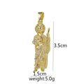 Colgante de retrato bañado en oro 18K con circonitas, tamaño 3,5 cm por 1,5 cm - 【D2023JB】Santo de Pie Circonita Blanca