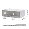 White desktop organizer with 2 transparent drawers and cute rabbit ear handles - High Type - 2 Drawers