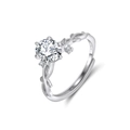 Elegant S925 silver ring featuring a vine leaf design and a large round zircon stone - Lzr47-p