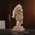 Modern abstract resin sculpture in sandstone finish see no evil pose for home decor - See No Evil / Sandstone Color