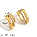 Détails des boucles d'oreilles triples en or 18k avec zircons blancs, taille 24mm - Style Pavé Micro Parallèle à Trois Couches (TE60085)