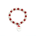 Bracciale di perle natalizie con perline rosse e bianche e ciondolo di Babbo Natale creativo - Babbo Natale