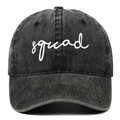 Washed dark grey baseball cap with white squad embroidery and curved brim for sun protection - Adjustable / Black