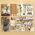 Retro art style DIY journal kit with grid notebook, stickers, and vintage texture papers - Forgotten Mountain (Brown)