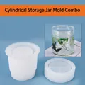 Cylindrical storage jar resin silicone mold with lid for DIY handcrafted containers - Cylindrical Bottle