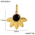 Detailed size specifications for gold sun pendant necklace with natural black stone - Flower Leaf Gold With Black Stone (AP41953B-4)
