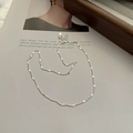 Minimalist S925 sterling silver shimmering disk necklace with an adjustable chain - 925 Silver / Silver (6TL34)