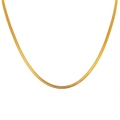 Golden flat snake bone necklace in polished titanium steel for women's layering style - 3mm Flat Snake Chain 28+8cm / Gold