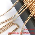 DIY 14k gold plated 3.5mm wide stainless steel flat chain for jewelry making - Curb Chain (H1900) / 3.5mm (2 Meters/Pack) / Gold