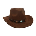 Cappello da cowboy marrone scuro in finta pelle scamosciata con turchese e perline - Taglia unica / caffè