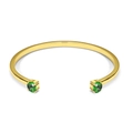 Minimalist 18K gold-plated open bangle featuring two round green zircon gemstones - Copper Plated 18K Gold / Gold with Double Green Zirconia