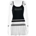 Sexy zwart-wit mini-jurk met spaghettibandjes en een speelse rucheszoom voor dames - S / Zwart