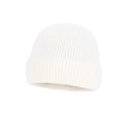 Winter knit beanie hat in cream white featuring vertical ribbed texture and folded cuff - Hat Only / Creamy White