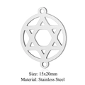 Stainless steel star charm connector 15x20mm for jewelry making on white background - Star of David (5 Pcs/Pack) / Silver