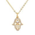 Gouden Hamsa-hand hanger ketting met fonkelende micro-pave zirkonia kristallen - Goud