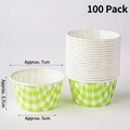 100-piece set of green and white checkered oil-proof cupcake liners for party baking - Green Checkered Cupcake Liners (100 Pcs)