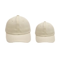 Close-up of cream-colored parent-child baseball caps in two sizes with cotton fabric - Parent-Child Set (2 Pcs) / Beige