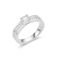 Elegant zircon titanium steel ring with sparkling center stone and side diamonds - US 6 / Silver