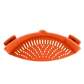 Orange silicone clip-on pot strainer with sturdy clips for efficient kitchen draining - Orange