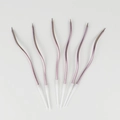 Metallic rose gold and purple wavy birthday candles set with white plastic holders - Pink Curved Candle