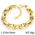 Pulsera de cadena hip-hop para hombre en acero inoxidable dorado de 10 mm con cierre de langosta - 10mm x 21cm / Dorado